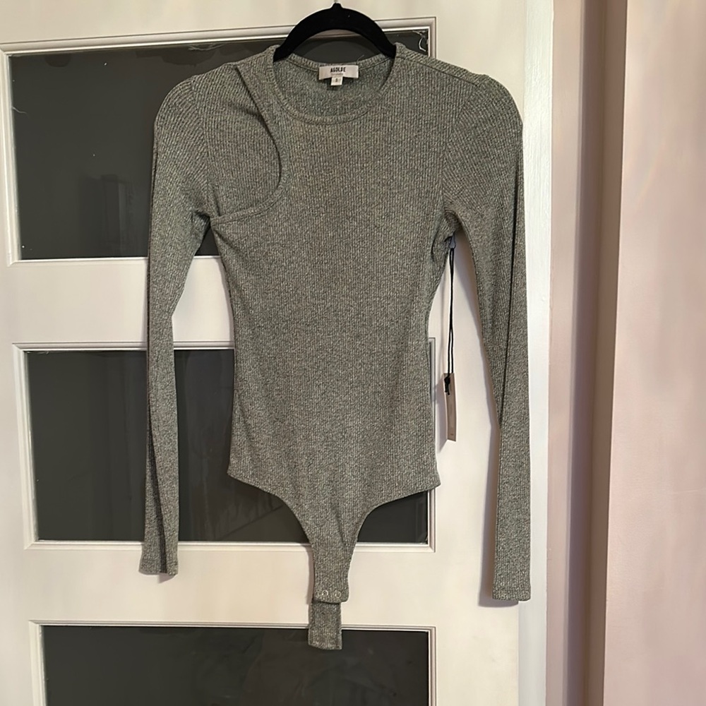 Agolde Elka Long Sleeve Bodysuit in Wasabi